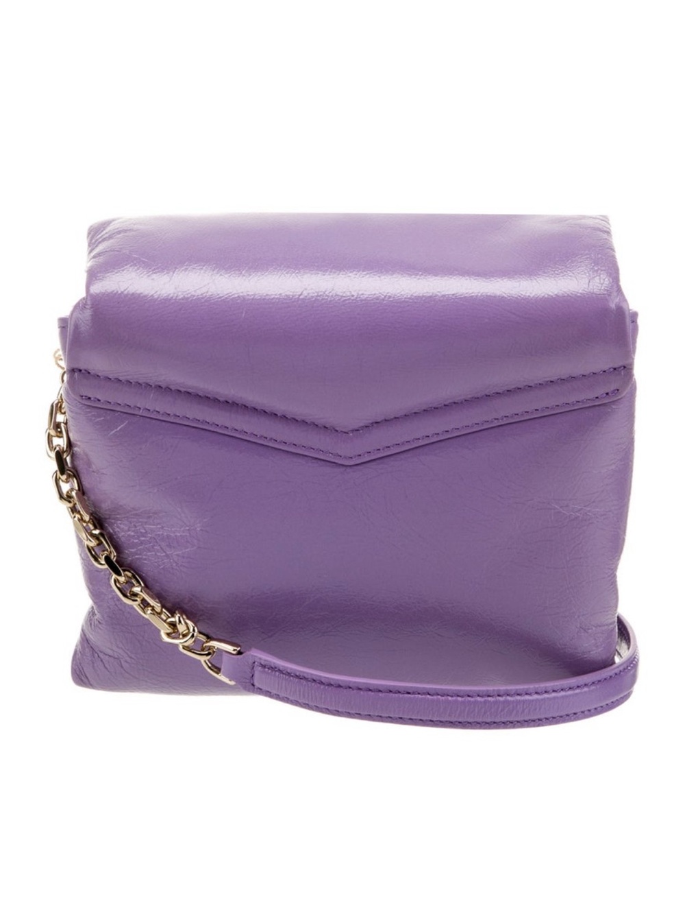 Scanlan Theodore Lavender Leather Shoulder Bag with Gold Chain - Picture 4 of 6